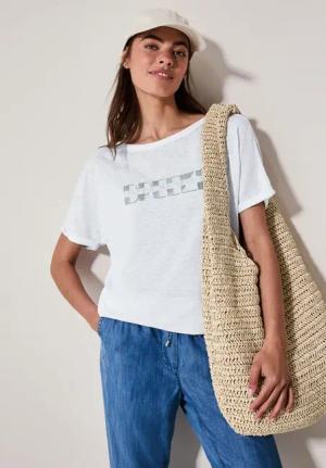 Cecil Damen T-Shirt mit grafischem Print in Weiß, Gr: XL