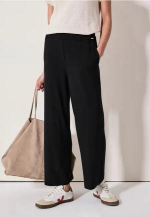 Cecil Damen Wide Leg Jersey-Hose in Schwarz, Gr: XXL