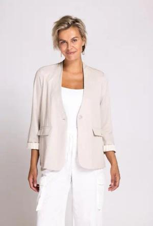 Zhrill Jackenblazer LINIE mit 1-Knopf-Verschluss, Leinenmix