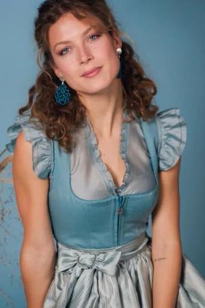 MarJo Dirndl Midi Dirndl 2tlg. - RINGELAI - capriblau