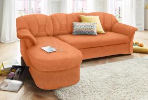 DOMO collection Ecksofa "Elva, zeitlose Formensprache, elegante Rückensteppung, L-Form", wahlweise mit Bettfunktion und Federkern