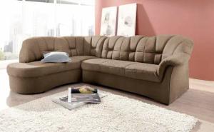 DOMO collection Ecksofa "Papenburg, zeitlose Rückensteppung, elegante Armlehne, L-Form", mit Ottomane, wahlweise mit Bettfunktion