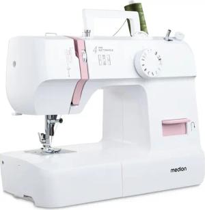 Medion Nähmaschine "SM70 (MD 11179), 12 Stichmuster, Rückwärtstaste, 70 Watt Motorleistung", 12 Programme, einstellbare Stichlänge, 4 Schritte Knopfloch, umfangreiches Zubehör