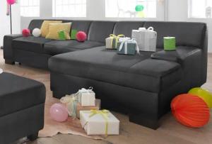 DOMO collection Ecksofa "Norma, elegant und modern, mit flachen Armlehnen, L-Form", wahlweise mit Bettfunktion