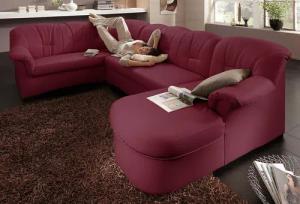 DOMO collection Wohnlandschaft "Papenburg, zeitlose Rückensteppung, elegante Formensprache, U-Form", in großer Farbvielfalt, wahlweise mit Bettfunktion