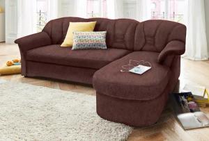 DOMO collection Ecksofa "Elva, zeitlose Formensprache, elegante Rückensteppung, L-Form", wahlweise mit Bettfunktion und Federkern