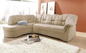 DOMO collection Ecksofa "Papenburg, zeitlose Rückensteppung, elegante Armlehne, L-Form", mit Ottomane, wahlweise mit Bettfunktion