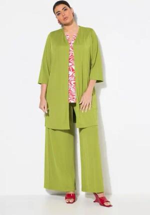 Ulla Popken Longshirt Longjacke Rippjersey offene Form V-Ausschnitt