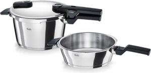 Fissler Schnellkochtopf Vitaquick®, Edelstahl 18/10 (Set, 3-tlg., 1 Schnellkochtopf 4,5 L, 1 Schnellbratpfanne 2,5 L, 1 Metalldeckel), Made in Germany