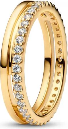 Pandora 163799C01 Damen-Ring Doppelband Goldfarben