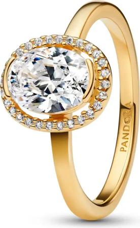 Pandora 163802C01 Damen-Ring Ovaler Funkelnder Heiligenschein Goldfarben