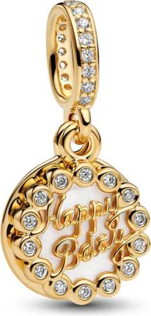 Pandora 763787C01 Charm-Anhänger Geburtstagskuchen Goldfarben