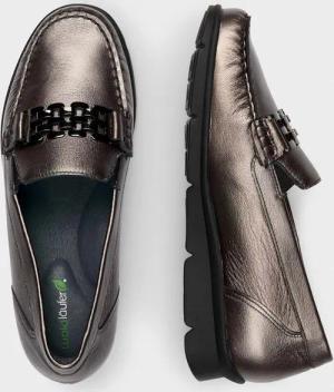 Mokassins - grau / metallic - Gr. 6,5 von Goldner Fashion
