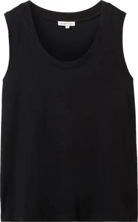 TOM TAILOR Damen Top mit Rundhalsausschnitt, schwarz, Uni, Gr. S
