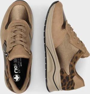 Sneaker mit Animal Print und Metallic-Details - beige / goldfarben / metallic - Gr. 38 von Goldner Fashion