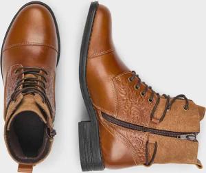 Stiefeletten aus geprägtem Leder - cognac - Gr. 36 von Goldner Fashion
