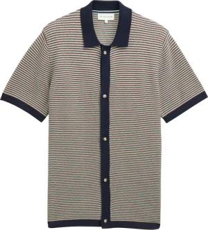 TOM TAILOR Herren Strick-Poloshirt aus Baumwolle, rot, Meliert, Gr. S