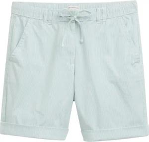 TOM TAILOR Damen Chino Bermuda Shorts mit Kordelzug, grün, Gemustert, Gr. 38