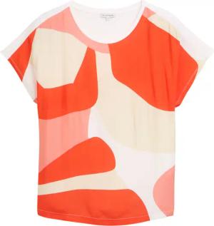 TOM TAILOR Damen Plus Size - T-Shirt im Material-Mix, rot, Gemustert, Gr. 44