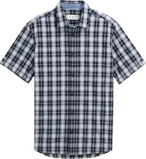 TOM TAILOR Herren Regular Fit Kurzarmhemd mit Karomuster, blau, Kariert, Gr. M