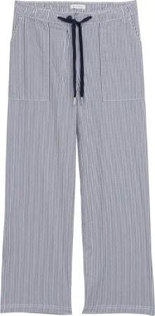 TOM TAILOR Damen Seersucker Culotte Hose mit Kordelzug, blau, Gemustert, Gr. 34/28