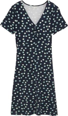 TOM TAILOR Damen Kleid mit Raffungen, schwarz, Gemustert, Gr. 40