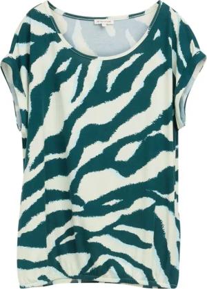 TOM TAILOR Damen T-Shirt mit Rundhalsausschnitt, grün, Animalprint, Gr. S