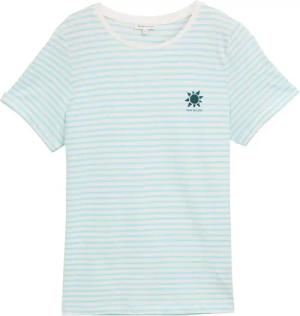TOM TAILOR Damen T-Shirt mit Streifenmuster, blau, Uni, Gr. XL