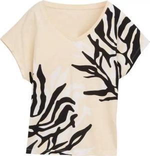 TOM TAILOR Damen T-Shirt mit Print, beige, Uni, Gr. L
