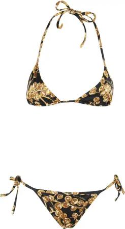 Balmain - Triangle Bikini With All-Over Gold Print - Größe 38 - goldfarben