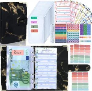 LuxusKollektion Notizbuch Budget Planner A6 Binder mit Geldfächern und Folien