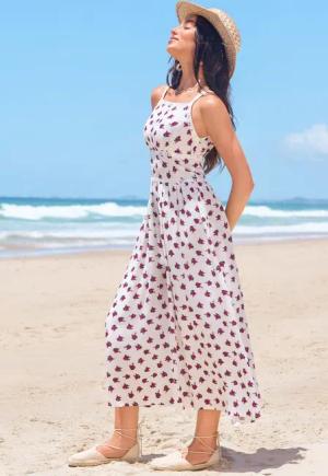 Geblümtes Ärmelloses Maxikleid