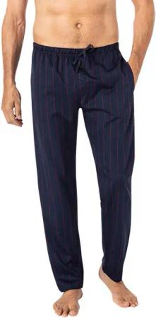Novila Herren Pyjamahose blau Popeline Stoff Gemustert