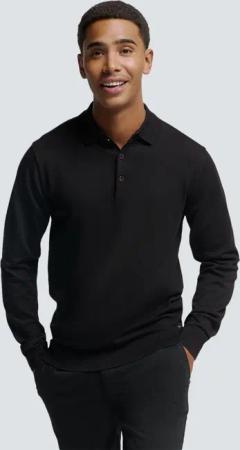 NO EXCESS Rundhalspullover "No Excess Langärmeliger Polo-Pullover"