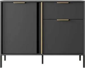 99rooms Kommode Larysa (Sideboard, Highboard), Modern Design, goldene Metallgriffe, Füße: aus Metall in schwarz