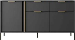 99rooms Kommode Larysa (Sideboard, Highboard), Modern Design, goldene Metallgriffe, Füße: aus Metall in schwarz