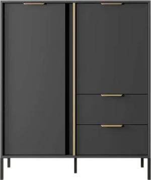 99rooms Kommode Larysa (Sideboard, Highboard), Modern Design, goldene Metallgriffe, Füße: aus Metall in schwarz