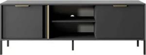 99rooms Lowboard Larysa (TV-Kommode, TV-Schrank), Modern Design, goldene Metallgriffe, Füße: aus Metall in schwarz