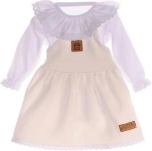La Bortini 2-in-1-Kleid Trägerkleid Baby Kleid Body Latzkleid Trägerrock Langarmbody in weiß