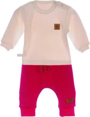 La Bortini Langarmshirt & Hose Baby Anzug Set Pulli und Schlupfhose in creme pink Erstlingsset, 50 56 62 68 74 80 86 92 98