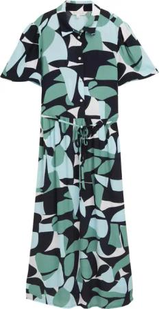 TOM TAILOR Damen Midi-Kleid mit Muster, grün, Gemustert, Gr. 34