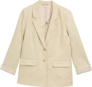 TOM TAILOR Damen Regular Fit Blazer aus Twill, beige, Uni, Gr. 34