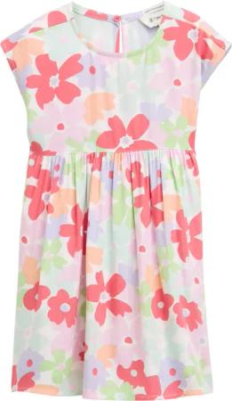TOM TAILOR Mädchen Mini-Kleid mit Eingriffstaschen, weiß, Geblümt, Gr. 92/98