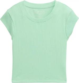 TOM TAILOR Mädchen Cropped Ripp T-Shirt, grün, Uni, Gr. 164
