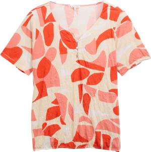 TOM TAILOR Damen Plus Size - Crinkle T-Shirt mit Muster, rot, Gemustert, Gr. 46