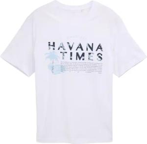 TOM TAILOR Herren Plus Size -T-Shirt mit Print, weiß, Uni, Gr. 3XL