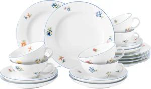 Seltmann Weiden Teeservice "Geschirr-Set Sonate Nostalgie", (Set, 18 tlg., 6x Teeobertasse 0,14 l 6x Teeuntertasse 13 cm 6x Brotteller rund 17 cm), Tassen, Untertassen, Teller, Made in Germany, 18 Teile, für 6 Personen