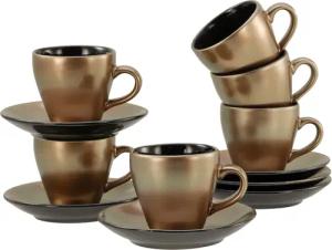 CreaTable Espressotasse "Golden Days Schwarz, Espressoset, 12-tlg.", (Set, 12 tlg.), Goldfarbene Spezialglasur