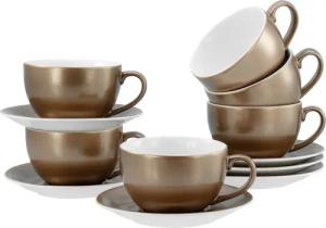 CreaTable Cappuccinotasse "Golden Days Weiß, Cappuccinoset, 12-tlg.", (Set, 12 tlg.), Goldfarbene Spezialglasur