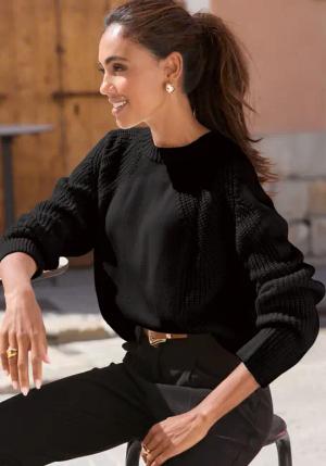 LASCANA Strickpullover, mit Grobstrick-Details, Damen Pullover mit Rundhals